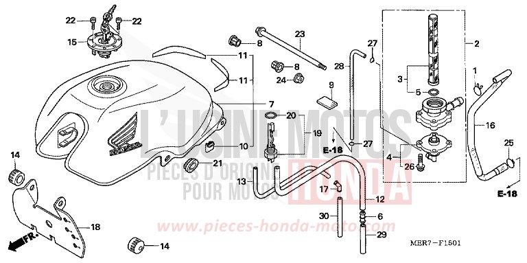 FUEL TANK (CBF600N6/NA6) for CBF600N ABS FORCE SILVER METALLIC (NH411D) from 2006